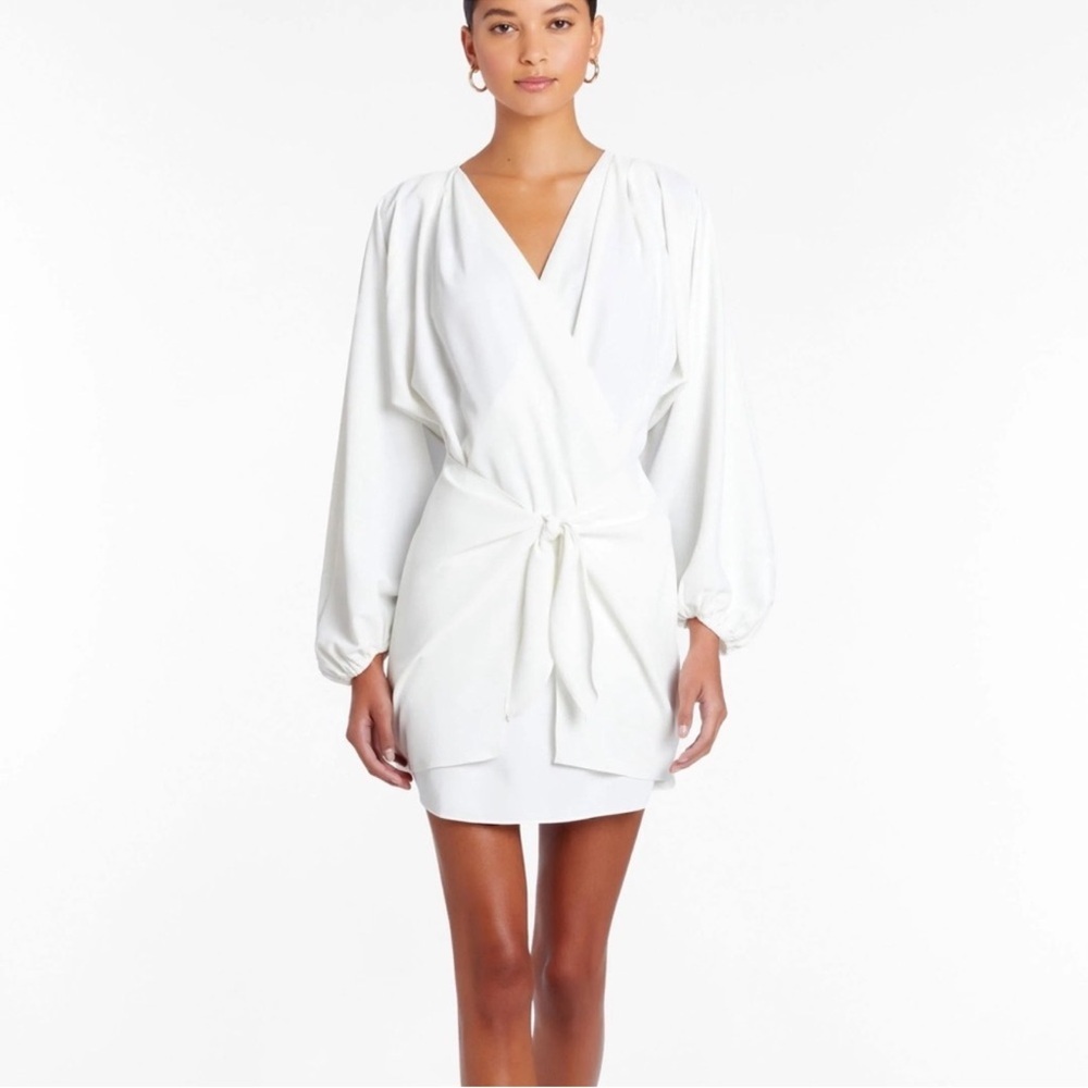 Amanda Uprichard Calabra White Long Sleeve Dress Wrap Style Size XS Women’s